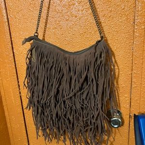 Brown fringe bag